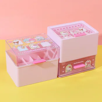 Kawali MINISO Sanrio Hellokitty Kuromi My Melody Little Twin Star прахоустойчива кутия за съхранение Козметика Малко чекмедже Сладки момичета подарък