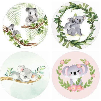 Koala кръг фон деца рожден ден парти плат кръг покритие деца бебе душ снимка фон банер