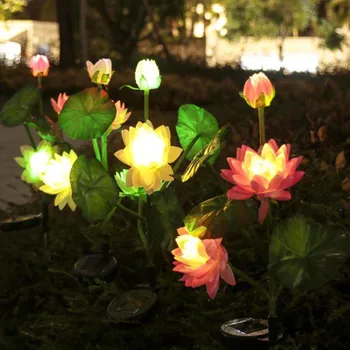 LED слънчева симулация Lotus Flower Light Начало Декоративна градина Вила Ограда Декорация Лампа за косене на трева Водоустойчив пейзаж Rose Light