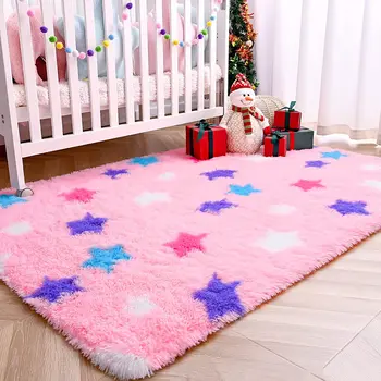 LOCHAS Пухкав плюшен килим мек Shaggy Rug сладък стая декор бебе Детски килими за хол декор постелки за игра килими за спалня