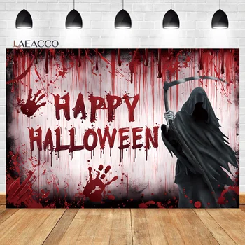 Laeacco Кървава стена Хелоуин фон Страховито страшно кръв пръски призрак вампир деца рожден ден портрет фотография фон