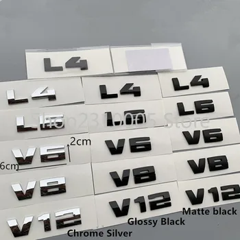 Letters Емблема V6 V8 V12 L4 L6 Разтоварване Logo Значка за изместване на двигателя на автомобила Интериорни стикери за BMW X3 F10 F30 E46 E60 E90