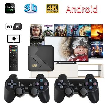 M5 TV Box видео игра ретро N64 HD 4K 3D WiFi 4G RK3228A двойна система 64GB 10000 Game Smart TV