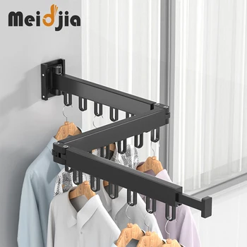 MEIDJIA-стенен сгъваем закачалка за дрехи, прибиращ се шкаф за сушене на платове, вътрешно и външно спестяване на пространство, линия за пране