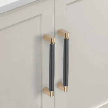 MFYS Stripe форма мебелни дръжки злато цинкова сплав кабинета дръжки сив бронз алуминиева сплав гардероб дърпа копчето на вратата хардуер