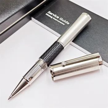 MOM MB Gandhi Celebrity Series Rollerball Pens Luxury Carbon Fiber Silver Metal Fountain Writing Stationery With Serial Number