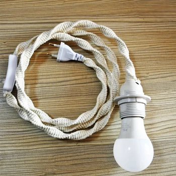 Macrame ръчно изработена лампа кабел преносимост лампа линия тъкани с памучно въже