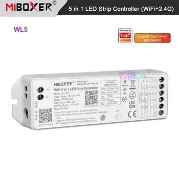 Miboxer Едноцветен / Dual бял / RGB / RGBW / RGB + CCT Wifi 5 в 1 LED лентов контролер 12V 24V Tuya App, Bluetooth / 2.4G дистанционно управление
