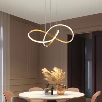 Mobius Design Hanglamps Геометрични усукани арт висулки Полилеи Creative Simple Room Home Decor Сменяемо LED осветително тяло