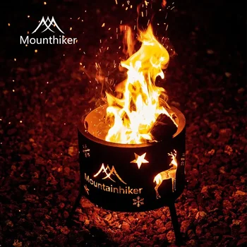 Mounthiker Нов открит къмпинг пожар цилиндър Elk Star пожар цилиндър сгъваем крак издълбаване модел е изящен и горими