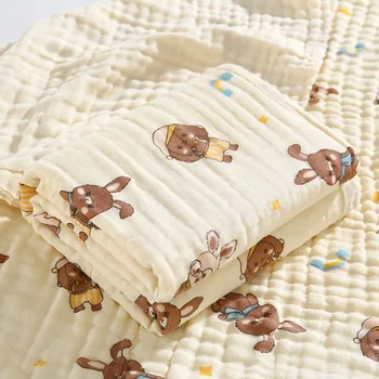 Museline бебе памук 110x110 одеяло и лист карикатура пелена животински печат новородено раждане комплект ясли одеяла и юргани легла