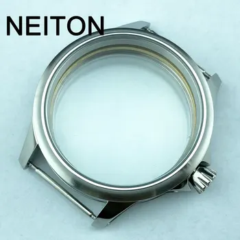 NEITON 44MM часовник случай за ETA6497 чайка ST36 движение полиран прозрачен дъното случай водоустойчив неръждаема часовник аксесоари