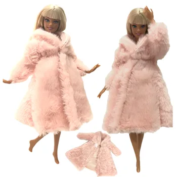 NK 1 бр. 30СМ Принцеса аристократична рокля Благородно розово вълнено палто Модни дрехи за кукла Барби аксесоари Дете момиче подарък играчка