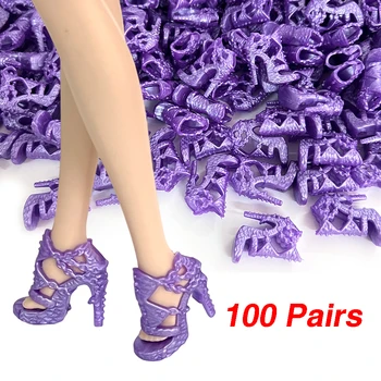 NK 100 чифта мода лилави обувки за 1/6 кукла обувки токчета случайни парти сандали за кукла Барби аксесоари DIY играчка на едро