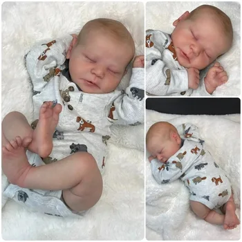 NPK 19inch Chase Reborn Baby Doll Вече боядисана Завършена Спяща Новородено Бебе Размер 3D Кожа Видими Вени Колекционерски Арт Дол