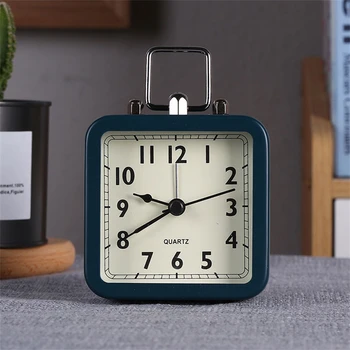 Nordic Fashion Metal Shell ABS 3inch Creative Square Alarm O'clock Simple Cute Mute High Quality Timepieces Desk Home Decoration