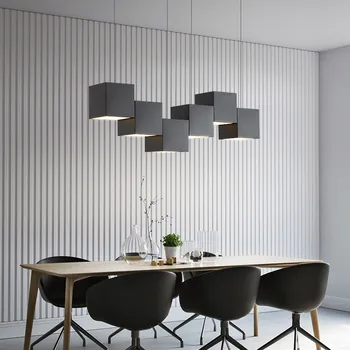 Nordic минималистичен полилей трапезария бар маса светлини офис дизайнер квадрат светлина творчески геометрична кухня остров lighti