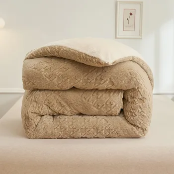 Nordic сгъстен топло супер мека зима хвърлят одеяло голям кралица размер единична двойна юрган руно одеяло за легло диван утешител