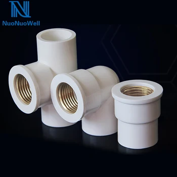 NuoNuoWell Бели PVC конектори Мед женски PT винт x20mm / 25mm / 32mm прав / 90 градуса лакът / T конектор адаптери за тръби