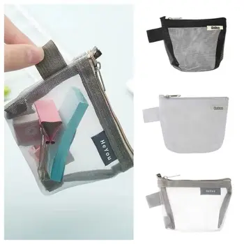 Nylon Mesh чанта за съхранение ID притежател на кредитна карта Прозрачен малък монета чанта канцеларски чанта за съхранение чанта карта чанта
