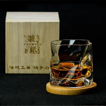 Old Japanese Edo Design Chamvin Crumple Whiskey Glass Irregular Faceted Der Whiskybecher Crystal Artwork Wine Cup Whisky Tumbler