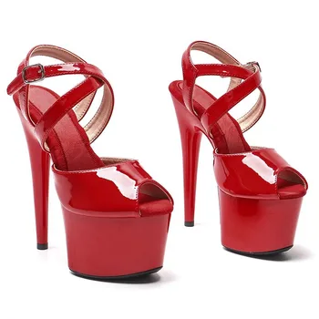 PU Uppre нов цвят сандали на висок ток 17cm/7inch секси модел шоу обувки и пол танци обувки 092