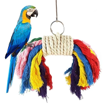 Parrot Chew Toy Hanging Multicolor Rope anti-bite Parrot Cage Foraging Toy Chew Toy Pet Bird Bird Supplies Аксесоари за птици