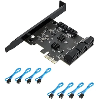 Pcie SATA карта, 8 порта с 8 SATA кабела SATA 3.0 контролер разширителна карта към 6GB / S X1 вътрешен адаптер конвертор