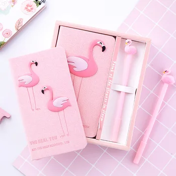 Pink Girl Series Фламинго ръка книга комплект сладък прост бележник канцеларски бележник Kawaii тетрадка
