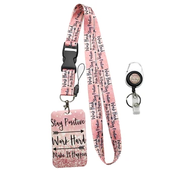 Pink ID Tag Име Притежател на значка Чанта за кредитна карта с ремък Пропуск за достъп до автобус на служителя Калъф за калъф Калъф за значка ръкав