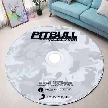 Pitbull Mr.305 Music CD Rug Round Mat Кръгъл килим Кръгъл килим Баня Mat Black Mat Начало Декор Килим Всекидневна Кухня Килим