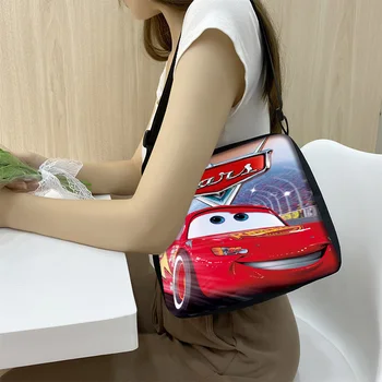 Pixar Cars Светкавица Маккуин Карикатура чанти Платно рамо чанта жени пратеник чанта момичета пътни чанти дами кръст чанти