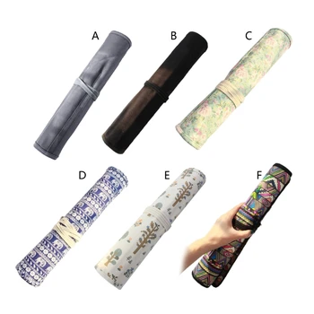 Poratble Roll Up молив Wrap Canvas Pencil Holder за жени Мъже