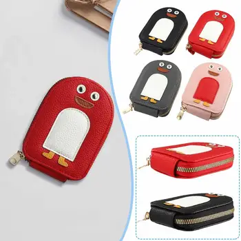 Portable карикатура пингвин акордеон карта портфейл притежателите на карти мини тънък портфейл мулти-слотове кредитни карти чанта PU кожена карта чанта