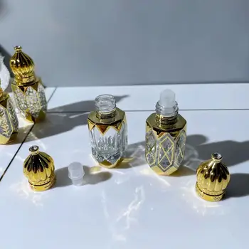 Portable смесване парфюм бутилка 6ml стъклена ролка на бутилка Lucifugal мини етерично масло контейнер злато празни рол-он бутилки