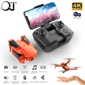 QJ Нов K5 мини дрон 4K HD двойна камера 2.4G Wifi FPV въздушно налягане фиксирана височина сгъваем квадрокоптер RC хеликоптер подаръци играчки