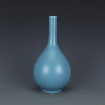 Qing Yongzheng Синя остъклена ваза Античен порцелан Антична колекция Ръчно изработена декорация