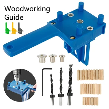 Quick Wood Doweling Jig Plastic ABS Handheld Pocket Hole Jig System 6/8/10mm Drill Bit Hole Puncher For Carpentry Dowel Joints