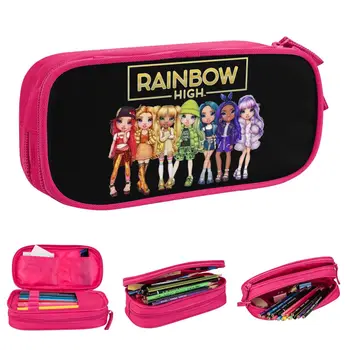 Rainbow високо сладък момичета молив случаи писалка притежателя чанта момиче момче голям капацитет студенти училище цип моливи