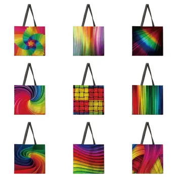 Rainbow модел чанта дами случайни мъкна коледен подарък дами рамо чанта сгъваема пазарска чанта плажна