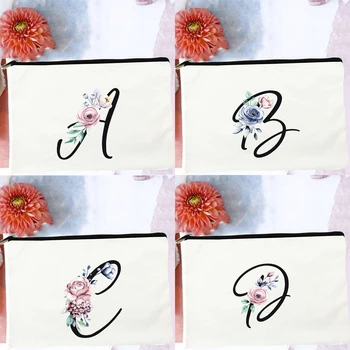 Rose A-Z азбука платно козметична чанта жени мода за многократна употреба червило чанта Harajuku пътуване вкусен преносим цип грим чанта