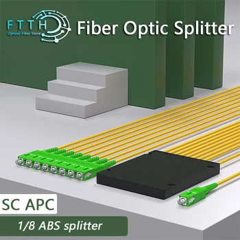 SC / APC 1x8 оптичен FTTH сплитер FBT оптичен съединител Singlemode симплекс 1M PLC оптичен сплитер