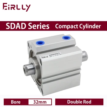 SDAD серия Двойна пръчка Компактен цилиндър отвор 32 мм ход 5 ~ 100 мм SDAD32X10 SDAD32X20-B SDAD32X60-S SDAD32X25-S-B