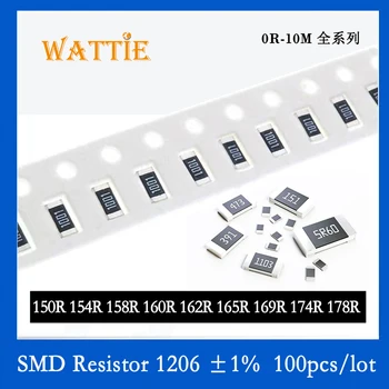 SMD резистор 1206 1% 150R 154R 158R 160R 162R 165R 169R 174R 178R 100PCS / партида чип резистори 1 / 4W 3.2mm * 1.6mm