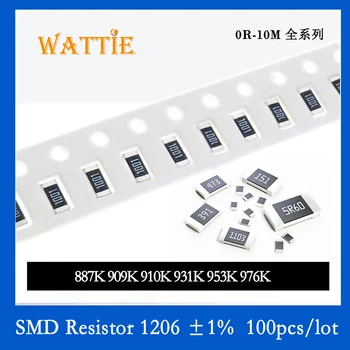 SMD резистор 1206 1% 887K 909K 910K 931K 953K 976K 100PCS / партида чип резистори 1 / 4W 3.2mm * 1.6mm