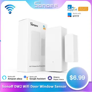 SONOFF 1-6Pcs DW2 WiFi SNZB-04 Zigbee прозорец врата сензор врата отворена / затворена интелигентен дом детектори за сигурност EWeLink App Alexa Google
