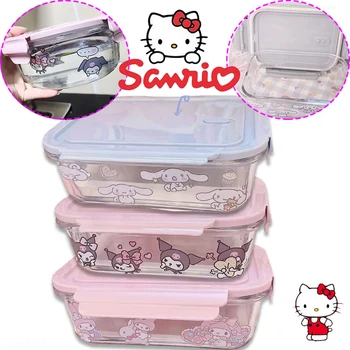 Sanrio Hello Kitty Fresh-Keeping Box Сладък карикатура Kuromi Кутия за обяд с голям капацитет Кутия за храна Студентска прибори за хранене Подарък за рожден ден