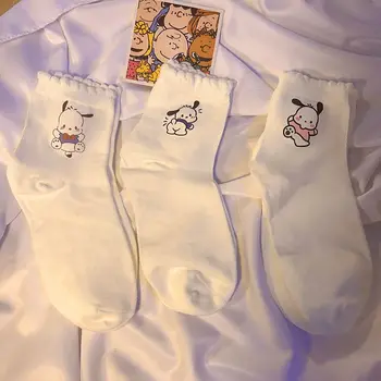 Sanrio Pochacco Летни дантелени чорапи Детски японски универсален студент Ins мода карикатура Jk бели памучни чорапи коледен подарък