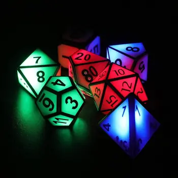Shake to Glowing Light Up LED Dice Sets with Charging Box Role Playing Dice Game Dice for Dungeons And Dragons/DND Home