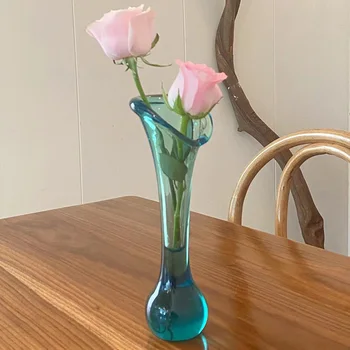 Simple Nordic Arum ваза Прозрачно цветно стъкло Модерен дом плот цвете подреждане хидропонна ваза декор аксесоар